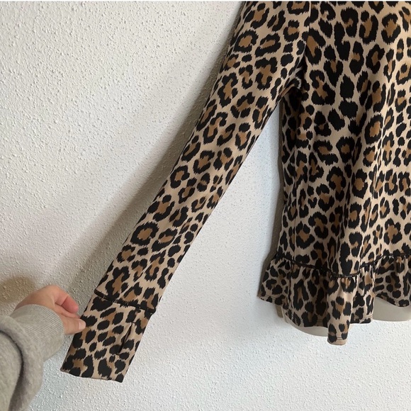 KATE SPADE | Leopard Print Long Sleeve Ruffle Bottom Size XS - Picture 7 of 11